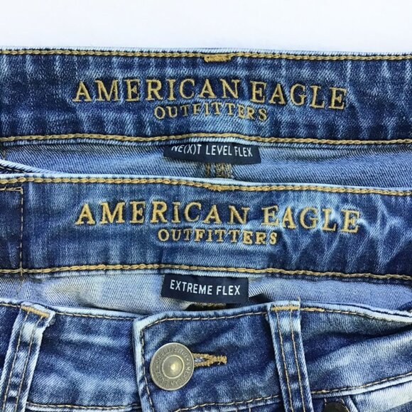 American Eagle Extreme & Next Level Flex Jeans Mens 29x30 Blue Denim Distressed - Picture 10 of 12